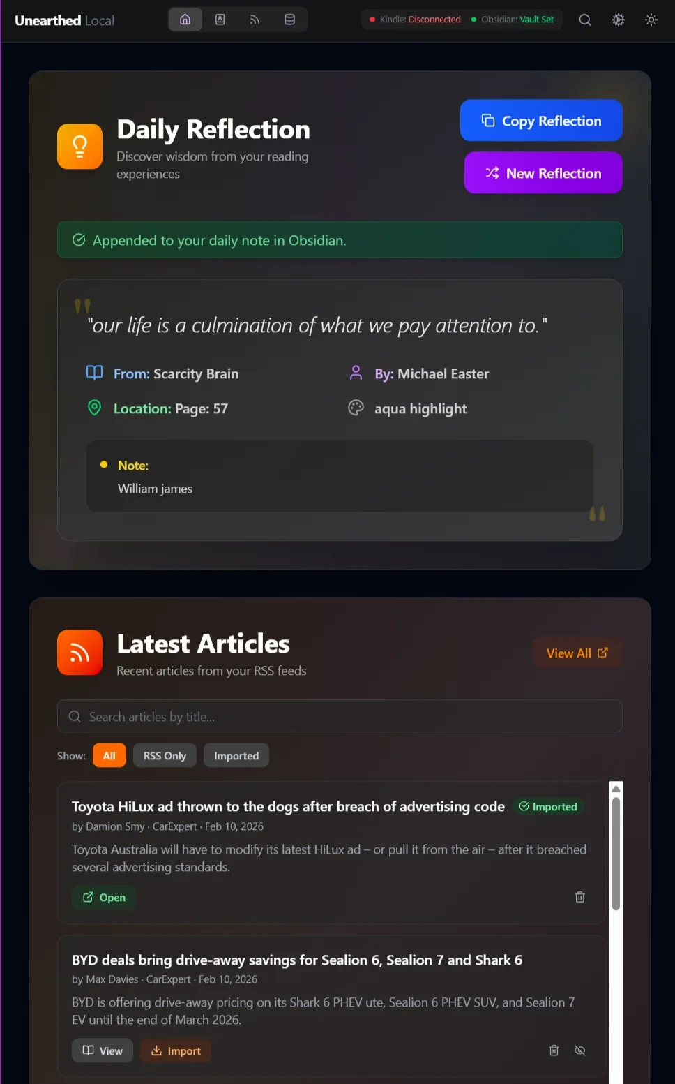 Local Dashboard - Unearthed Local