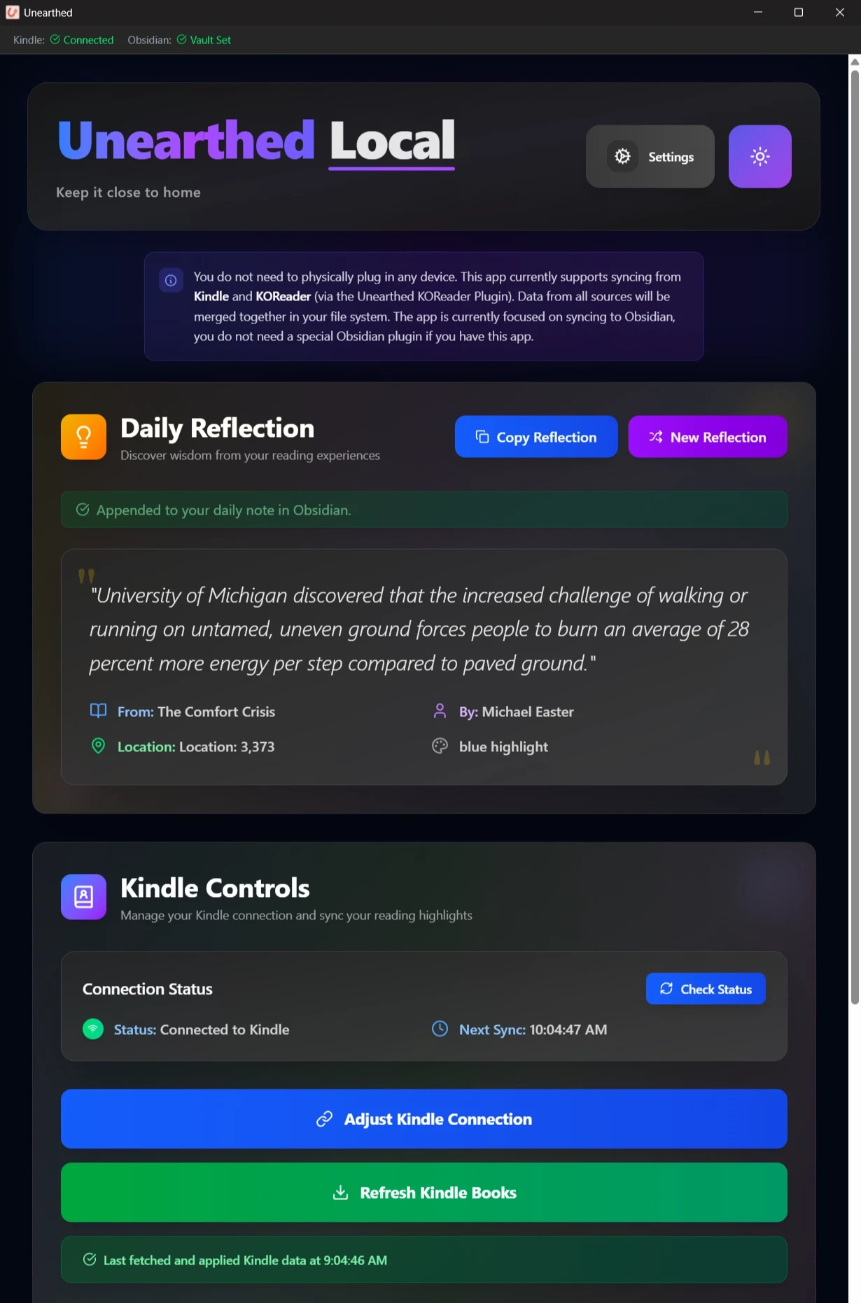 Unearthed Local App Screenshot