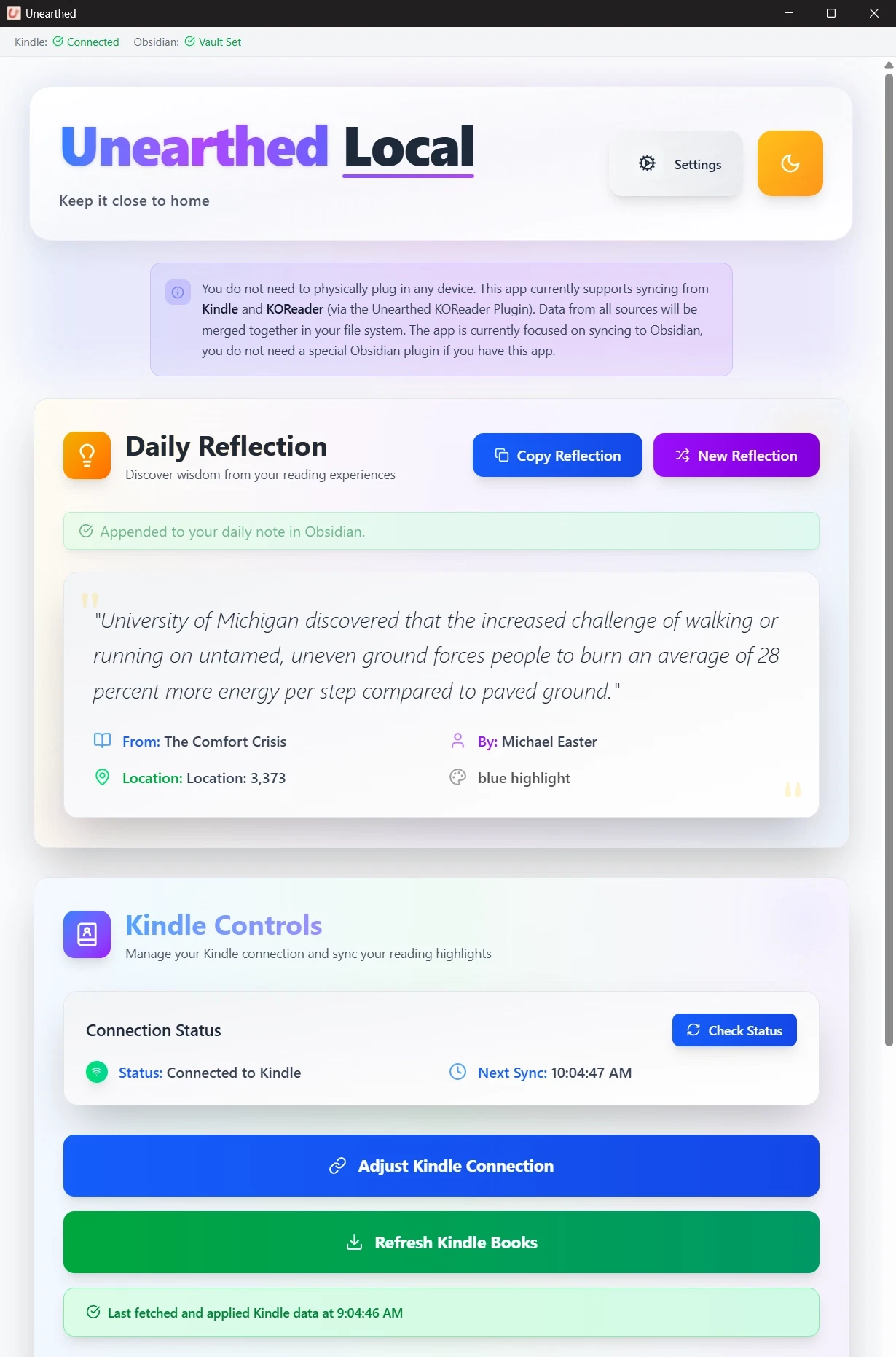 Unearthed Local App Screenshot